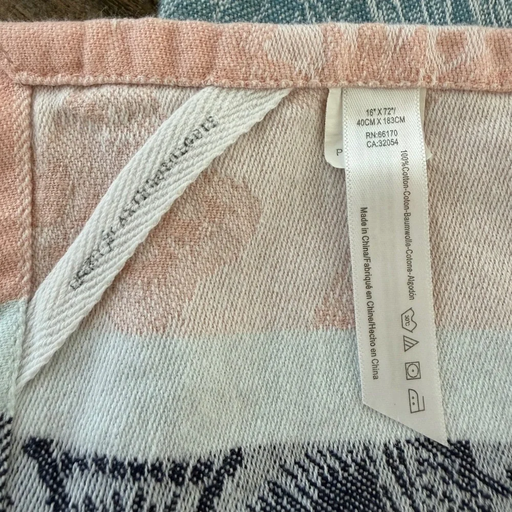 Anthropologie Peacock Floral Jacquard Cotton Table Runner 16x72 Multicolor Boho
